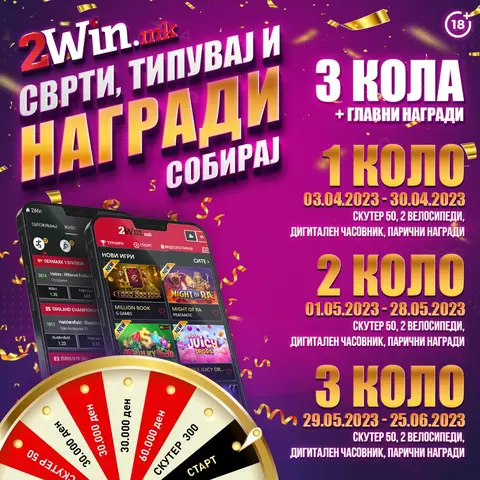 ВТОРО КОЛО ОД „СВРТИ, ТИПУВАЈ И НАГРАДИ СОБИРАЈ” НА 2WIN.MK