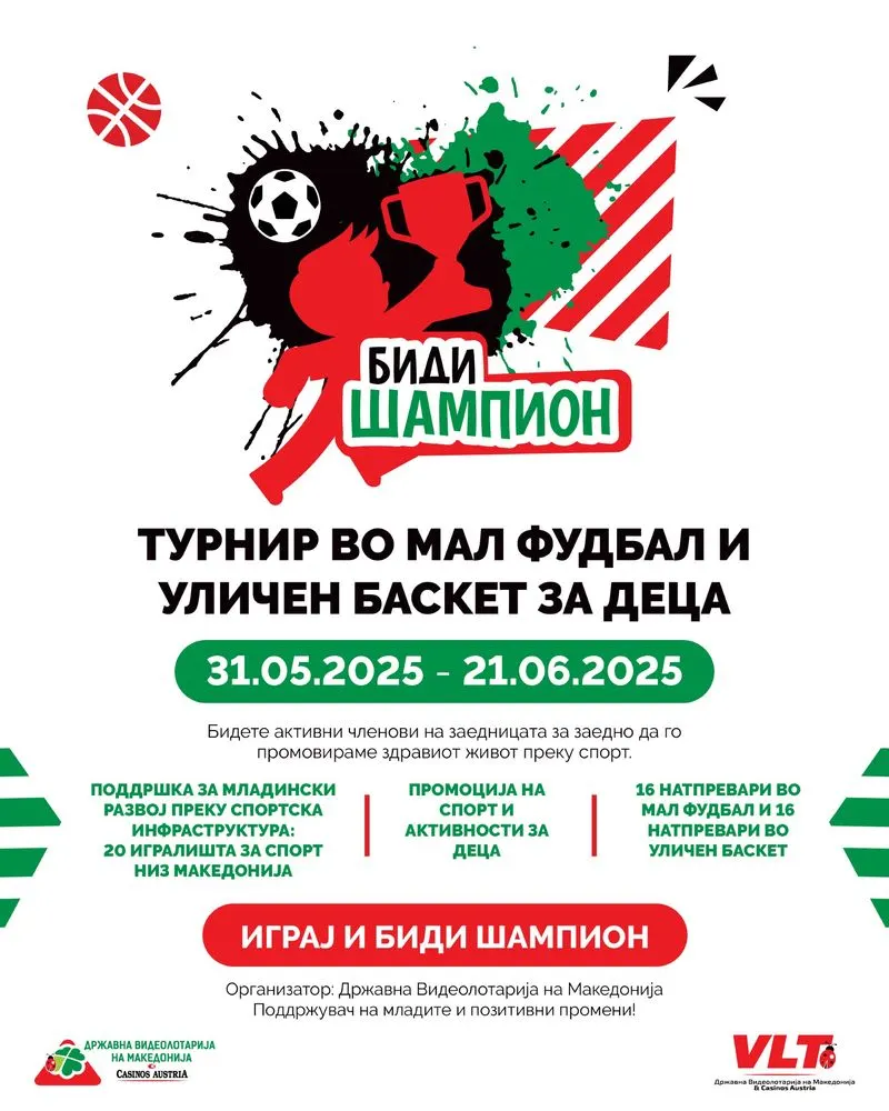 „БИДИ ШАМПИОН“-СПОРТ И ДРУГАРСТВО НА ТЕРЕН: ТУРНИР ВО МАЛ ФУДБАЛ И УЛИЧЕН БАСКЕТ